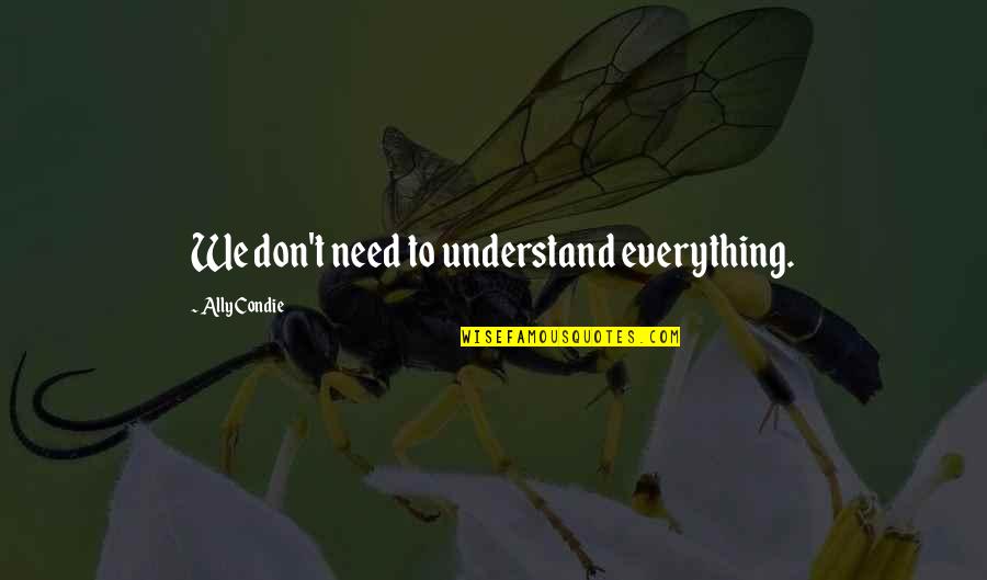 Nithal Saadi Quotes By Ally Condie: We don't need to understand everything.