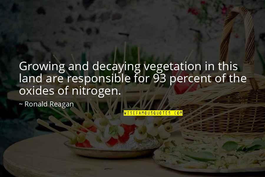 Nitrogen Are Quotes By Ronald Reagan: Growing and decaying vegetation in this land are