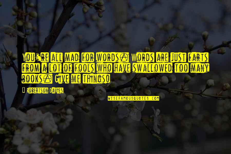 Nitzas Pizza Quotes By Robertson Davies: You're all mad for words. Words are just