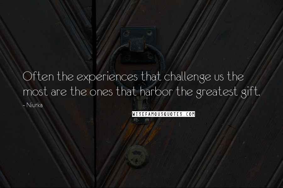 Niurka quotes: Often the experiences that challenge us the most are the ones that harbor the greatest gift.