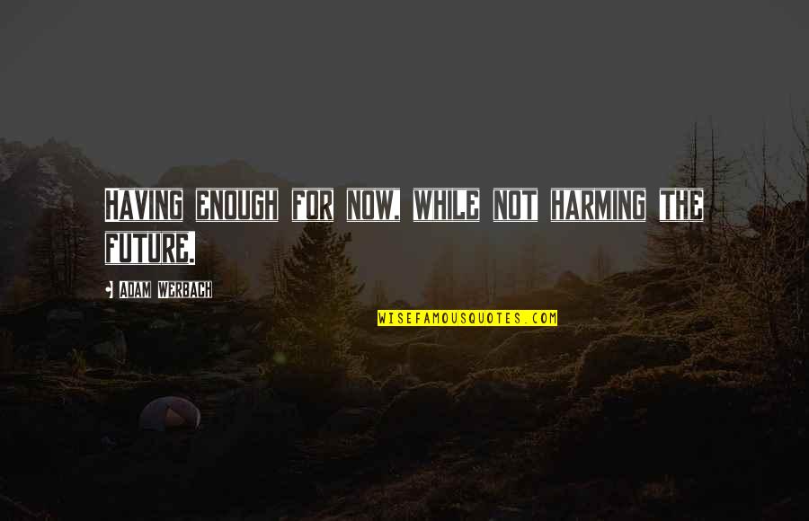 Niveaux Dorganisation Quotes By Adam Werbach: Having enough for now, while not harming the