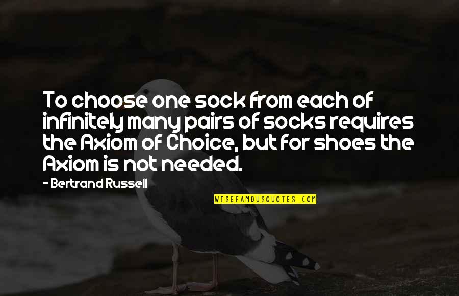 Nivedita Menon Quotes By Bertrand Russell: To choose one sock from each of infinitely Nivedita Menon Quotes By Bertrand Russell: To choose one sock from each of infinitely