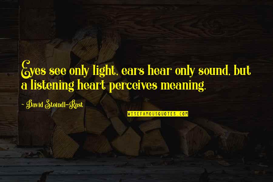 Njeje Quotes By David Steindl-Rast: Eyes see only light, ears hear only sound,