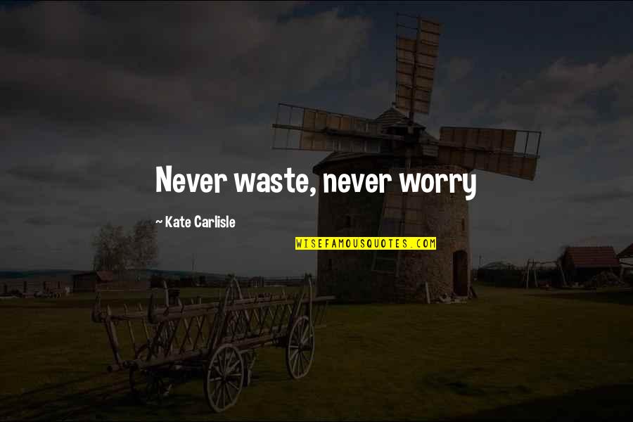 Njome Saf Quotes By Kate Carlisle: Never waste, never worry