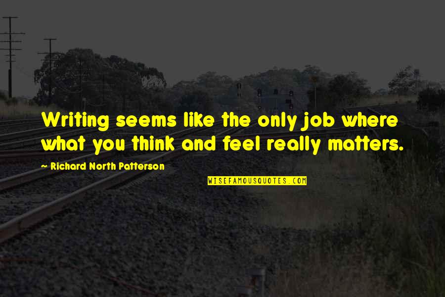Nkosinathi Mankayi Quotes By Richard North Patterson: Writing seems like the only job where what Nkosinathi Mankayi Quotes By Richard North Patterson: Writing seems like the only job where what