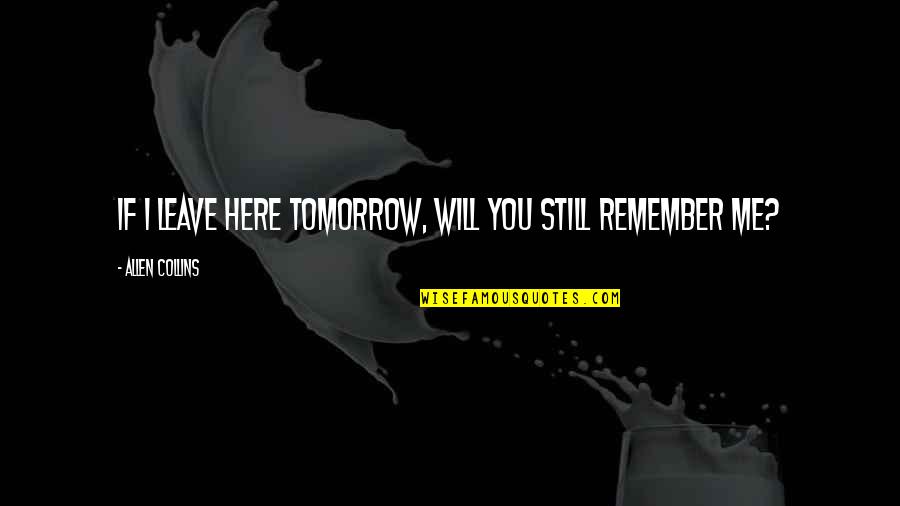 Nmbrs Quotes By Allen Collins: If I leave here tomorrow, will you still