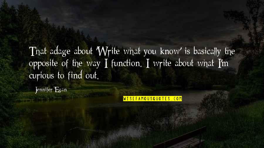 Nmci Quote Quotes By Jennifer Egan: That adage about 'Write what you know' is