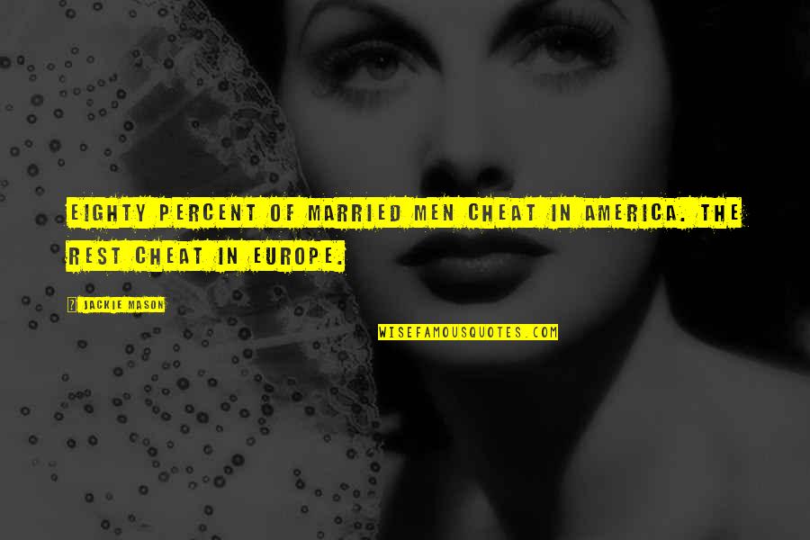 Nnanet Quotes By Jackie Mason: Eighty percent of married men cheat in America.