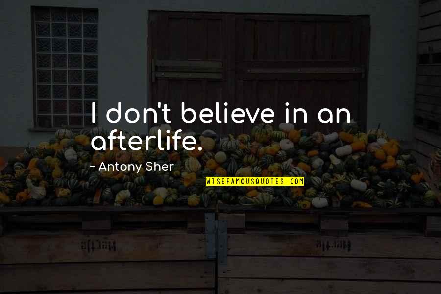 No Afterlife Quotes By Antony Sher: I don't believe in an afterlife.