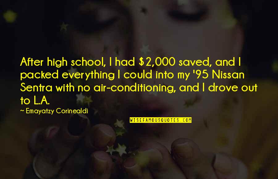 No Air Conditioning Quotes By Emayatzy Corinealdi: After high school, I had $2,000 saved, and