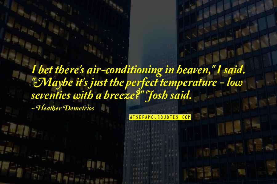 No Air Conditioning Quotes By Heather Demetrios: I bet there's air-conditioning in heaven," I said.