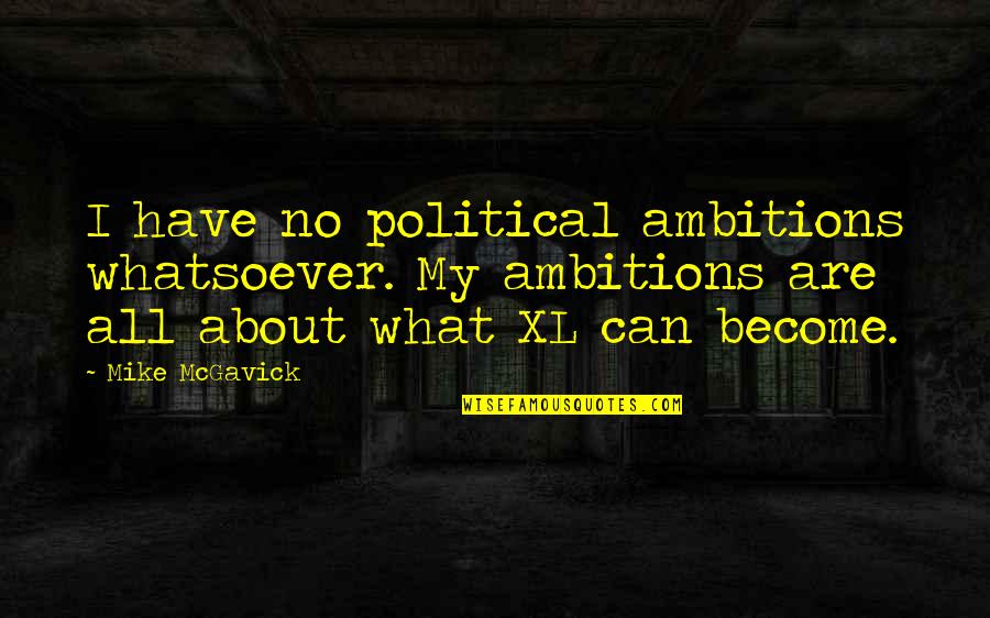 No Ambition Quotes By Mike McGavick: I have no political ambitions whatsoever. My ambitions