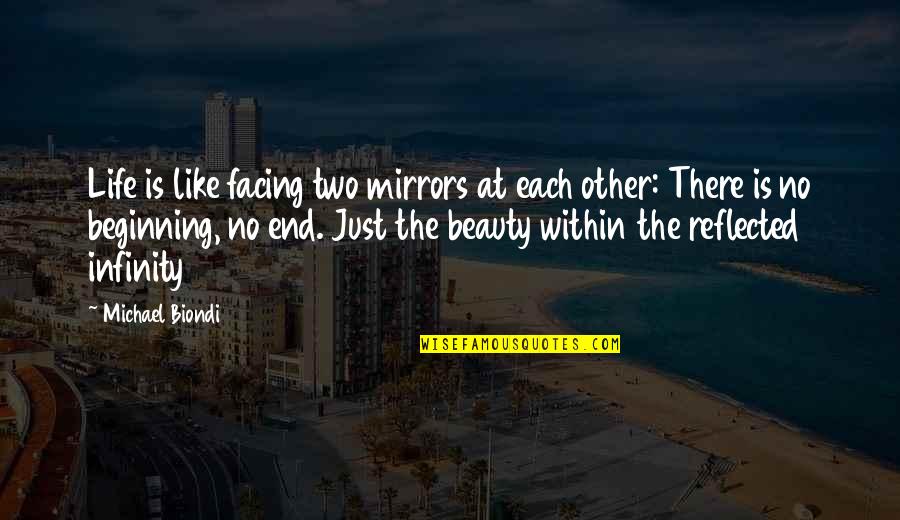 No Beginning No End Quotes By Michael Biondi: Life is like facing two mirrors at each