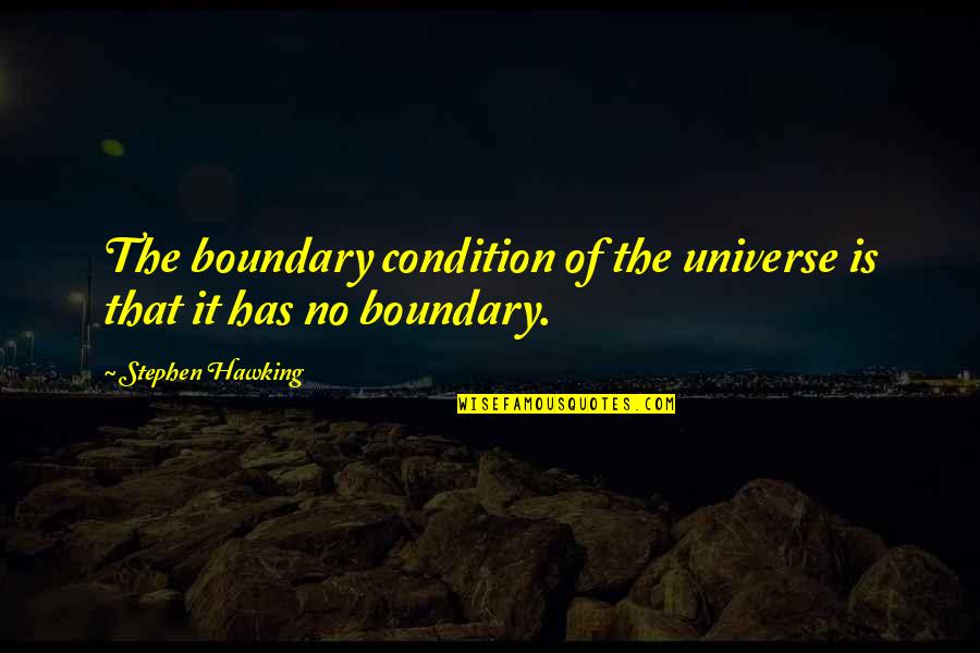 No Boundary Quotes By Stephen Hawking: The boundary condition of the universe is that