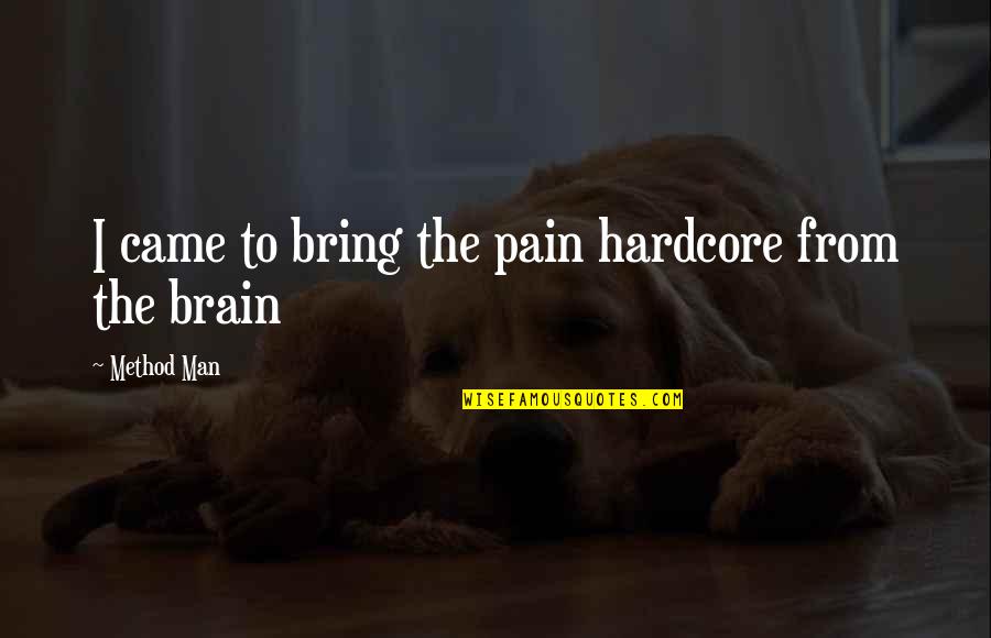 No Brain No Pain Quotes By Method Man: I came to bring the pain hardcore from
