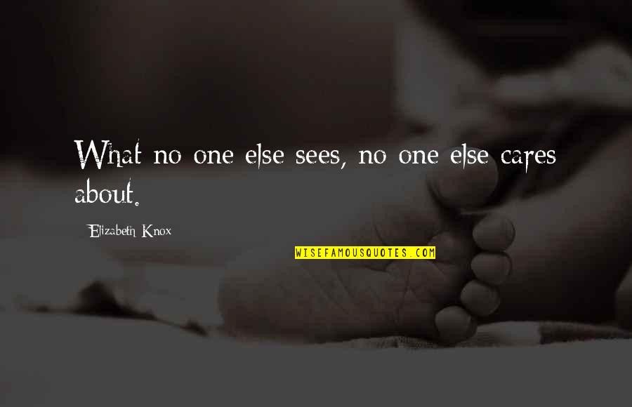 No Cares Quotes By Elizabeth Knox: What no one else sees, no one else
