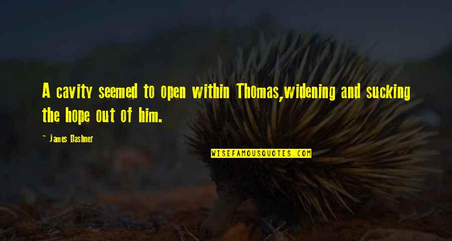 No Cavity Quotes By James Dashner: A cavity seemed to open within Thomas,widening and