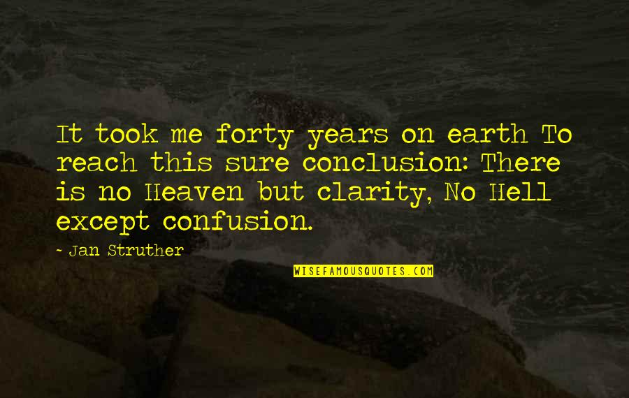 No Clarity Quotes By Jan Struther: It took me forty years on earth To