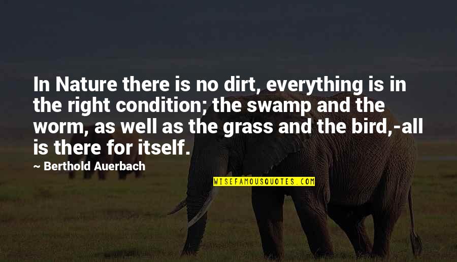 No Condition Quotes By Berthold Auerbach: In Nature there is no dirt, everything is