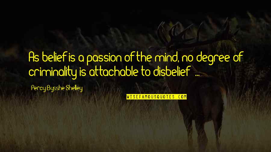 No Degree Quotes By Percy Bysshe Shelley: As belief is a passion of the mind,