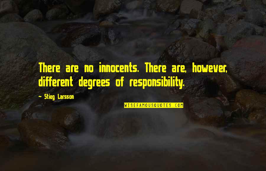 No Different Quotes By Stieg Larsson: There are no innocents. There are, however, different