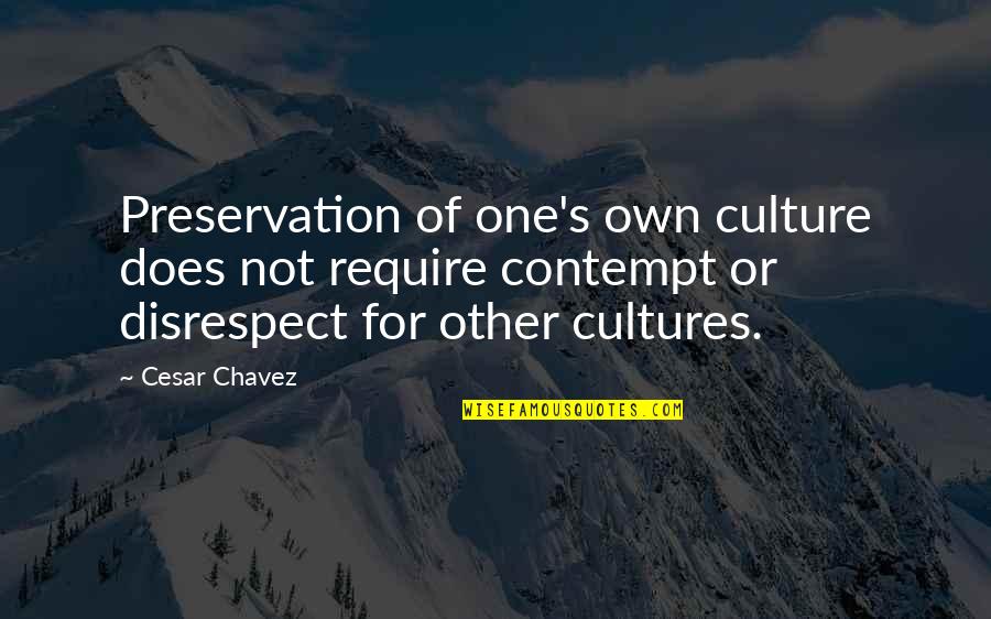 No Disrespect Quotes By Cesar Chavez: Preservation of one's own culture does not require