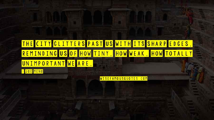 No Edges Quotes By Joe Meno: The city glitters past us with its sharp No Edges Quotes By Joe Meno: The city glitters past us with its sharp