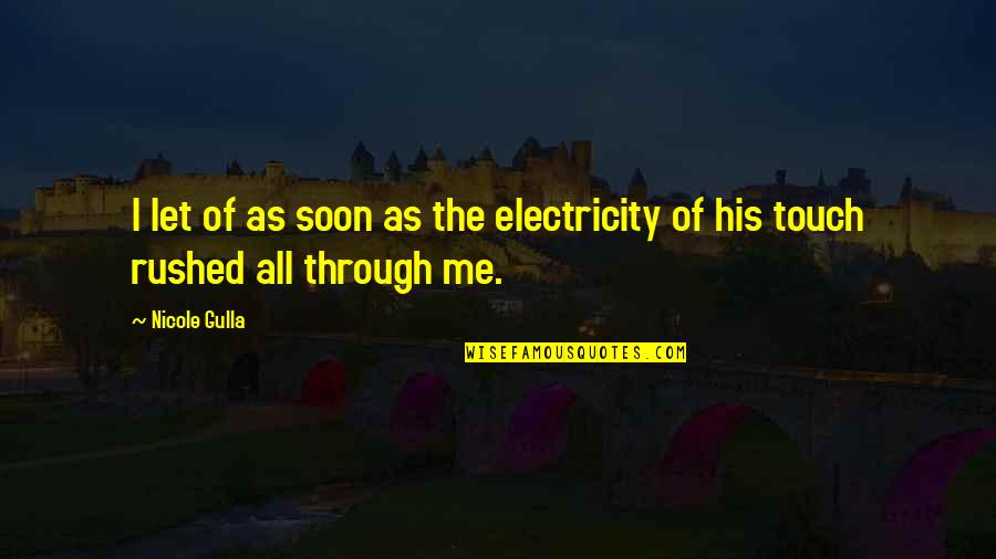 No Electricity Quotes By Nicole Gulla: I let of as soon as the electricity