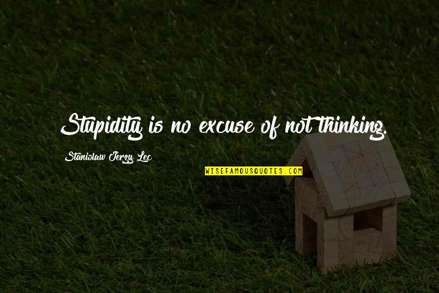 No Excuse Quotes By Stanislaw Jerzy Lec: Stupidity is no excuse of not thinking.