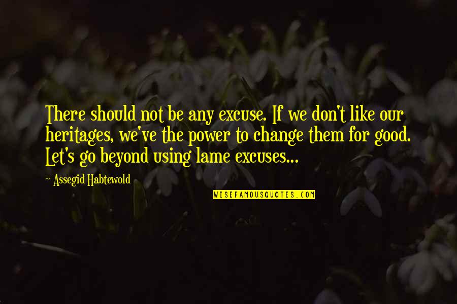 No Excuses Quotes By Assegid Habtewold: There should not be any excuse. If we No Excuses Quotes By Assegid Habtewold: There should not be any excuse. If we