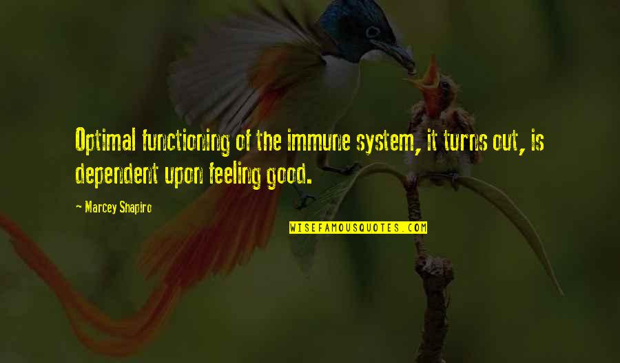 No Feeling Well Quotes By Marcey Shapiro: Optimal functioning of the immune system, it turns