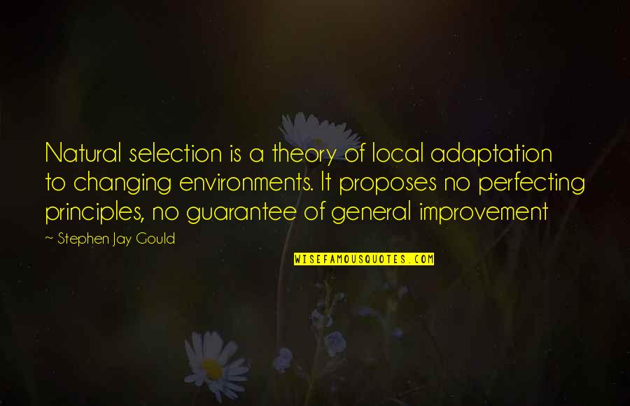 No Guarantees Quotes By Stephen Jay Gould: Natural selection is a theory of local adaptation