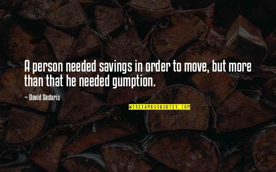 No Gumption Quotes By David Sedaris: A person needed savings in order to move,