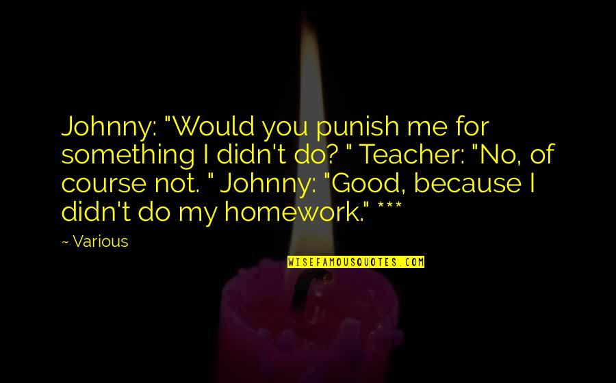 No Homework Quotes By Various: Johnny: "Would you punish me for something I