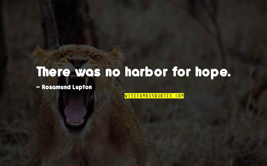 No Hope Quotes By Rosamund Lupton: There was no harbor for hope.