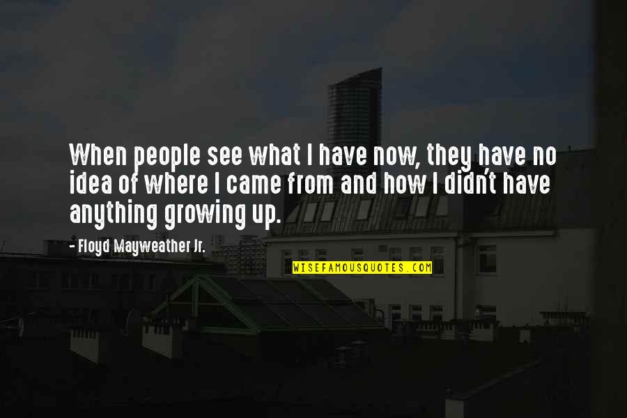 No Idea Quotes By Floyd Mayweather Jr.: When people see what I have now, they