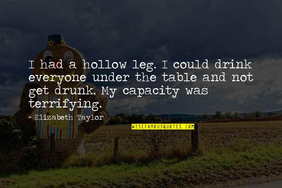 No I'm Not Drunk Quotes By Elizabeth Taylor: I had a hollow leg. I could drink