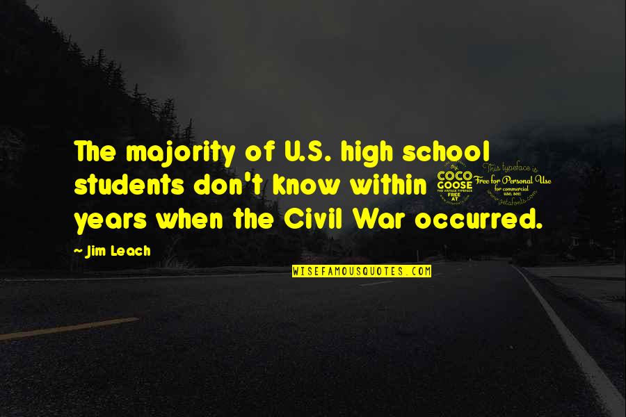 No Leach Quotes By Jim Leach: The majority of U.S. high school students don't No Leach Quotes By Jim Leach: The majority of U.S. high school students don't