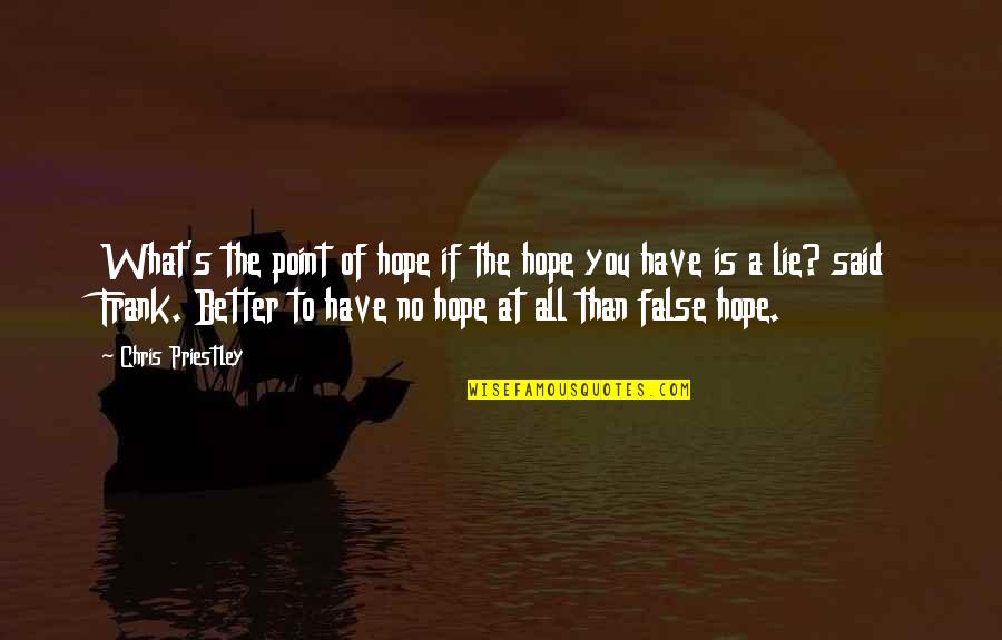 No Lie Quotes By Chris Priestley: What's the point of hope if the hope