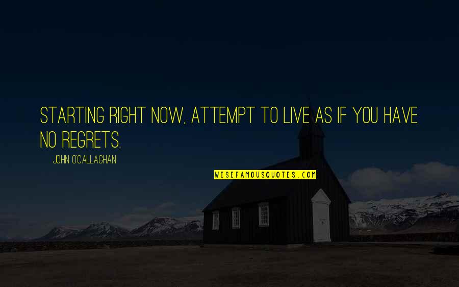 No Life Regrets Quotes By John O'Callaghan: Starting right now, attempt to live as if