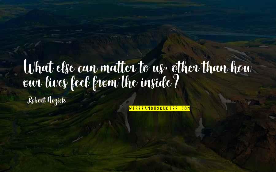 No Matter What You Feel Quotes By Robert Nozick: What else can matter to us, other than