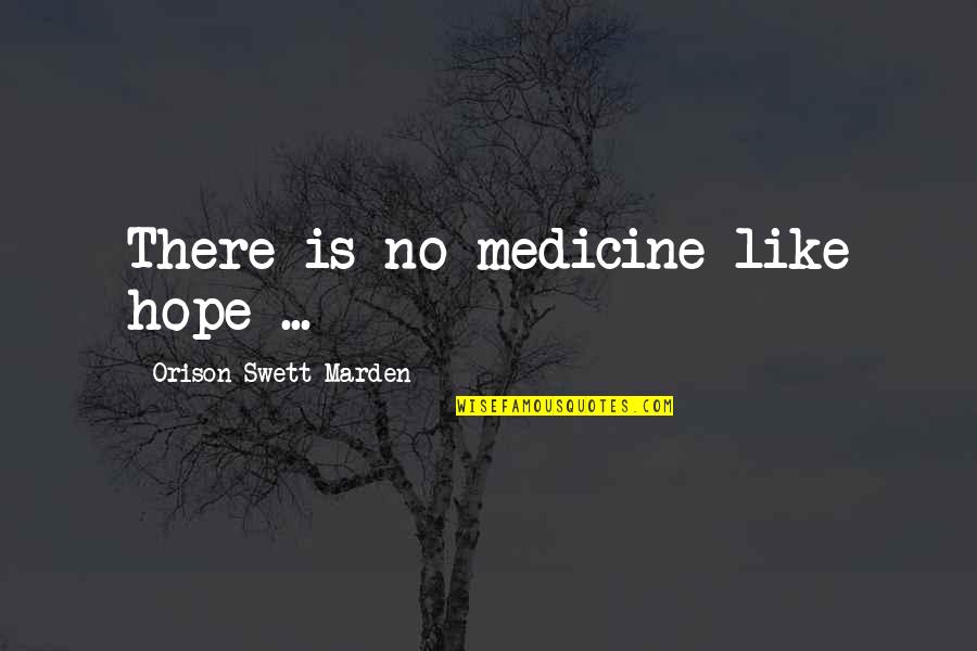 No Medicine Quotes By Orison Swett Marden: There is no medicine like hope ...