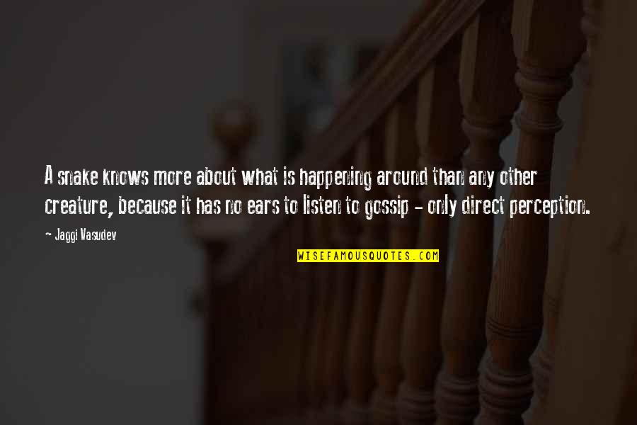 No More Gossip Quotes By Jaggi Vasudev: A snake knows more about what is happening No More Gossip Quotes By Jaggi Vasudev: A snake knows more about what is happening