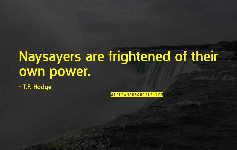 No More Negative Energy Quotes By T.F. Hodge: Naysayers are frightened of their own power.