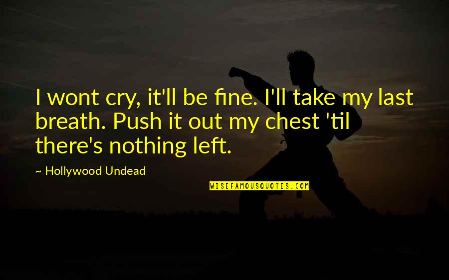 No More Tears Left To Cry Quotes By Hollywood Undead: I wont cry, it'll be fine. I'll take