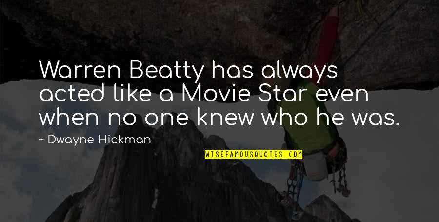 No Movie Quotes By Dwayne Hickman: Warren Beatty has always acted like a Movie