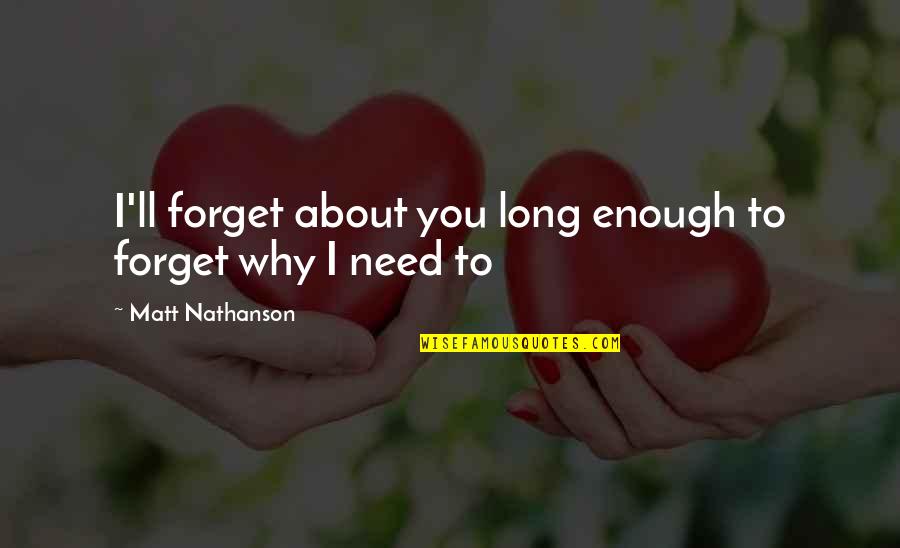 No Need Boyfriend Quotes By Matt Nathanson: I'll forget about you long enough to forget No Need Boyfriend Quotes By Matt Nathanson: I'll forget about you long enough to forget