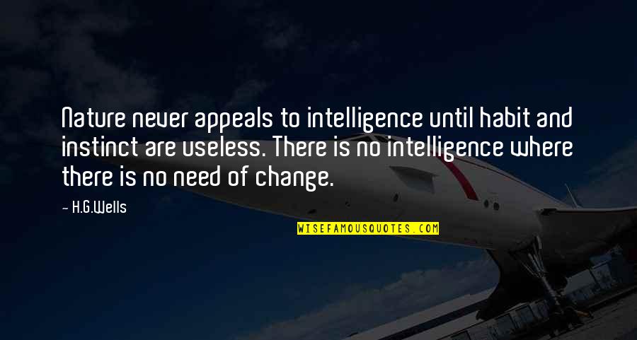 No Need To Change Quotes By H.G.Wells: Nature never appeals to intelligence until habit and