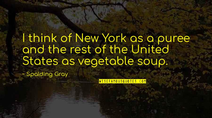 No Need To Judge Quotes By Spalding Gray: I think of New York as a puree