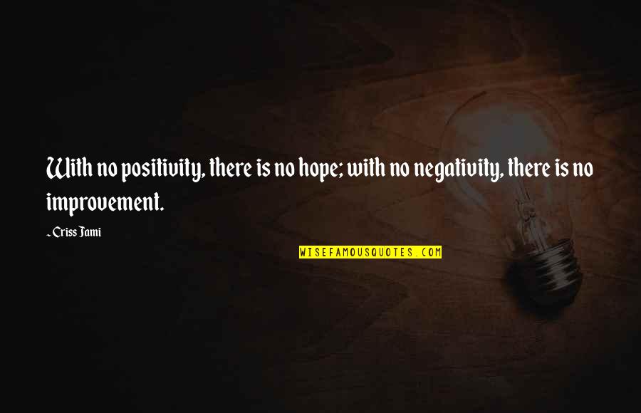 No Negativity Quotes By Criss Jami: With no positivity, there is no hope; with